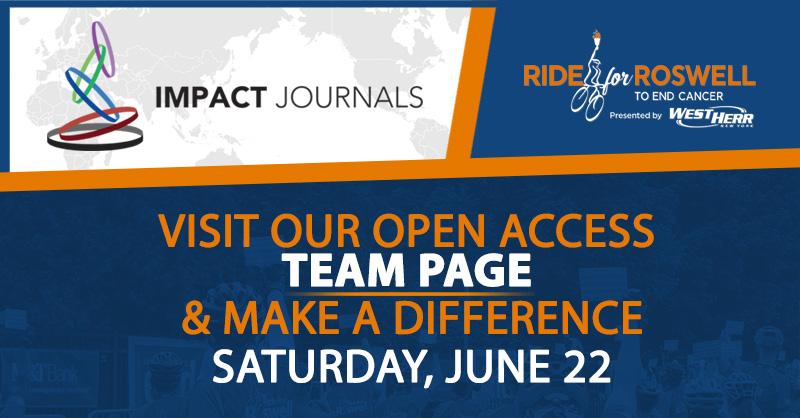 Aging is thrilled to sponsor Team Open Access again in the annual cycling event to end cancer: The Ride for Roswell.